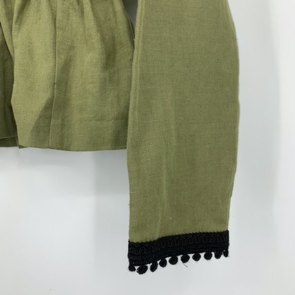 NWT ZARA Olive Green Linen blazer Jacket - Picture 12 of 14